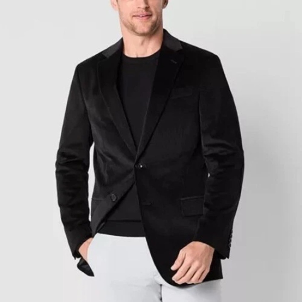 Stafford Classic Fit Men's Corduroy Sport Coat Blazer Black Sz 42L NWT MSRP $120